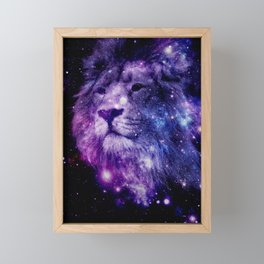 leo lion purple blue Framed Mini Art Print