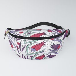 Turkish garden - floral tile - red, purple and green Fanny Pack