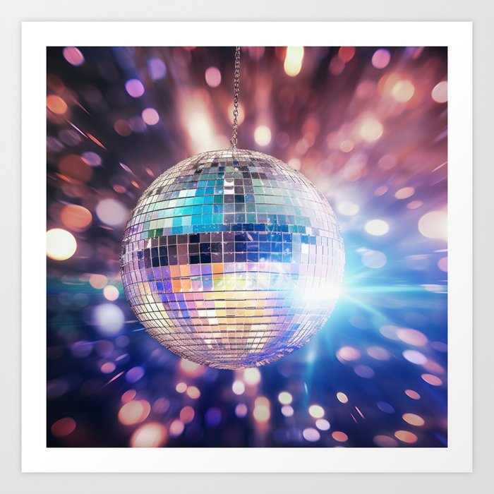 Shine On: Captivating Disco Ball Illuminates the Night Art Print