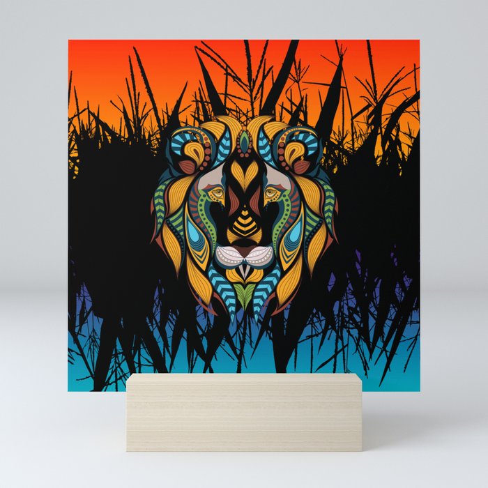 Tribal Lion Head 2 Mini Art Print
