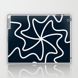 Abstract Curved Mid Century Modern Style Lines pattern - Maastricht Blue and White Laptop Skin