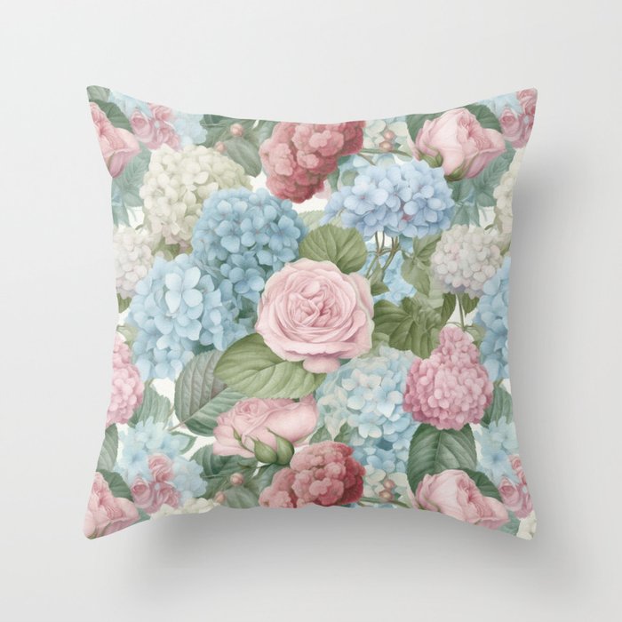 Floral Bliss: Seamless Watercolor Patterns Throw Pillow