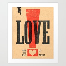 "LOVE!" Vintage Letterpress Poster Art Print