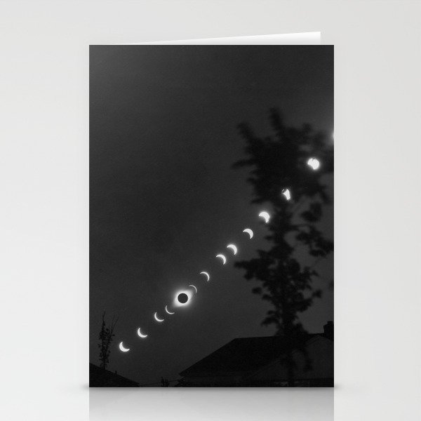 Total eclipse of the moon; full cycle lunar eclipse at night black and white photograph - photography - photographs Stationery Cards