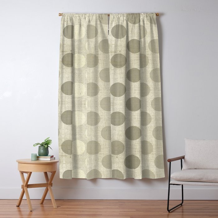 Nude Burlap Texture And Polka Dots Blackout Curtain By Marcanton