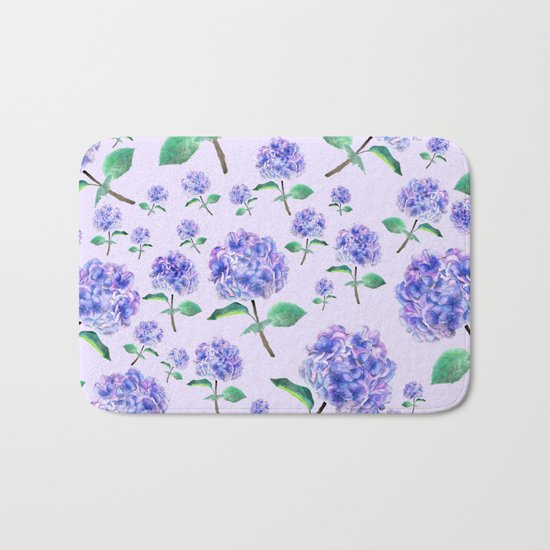purple blue hydrangea in purple background Bath Mat