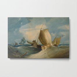 Rough Weather, Dutch and English Fishing Boats, 1805 by Samuel Owen Metal Print | Rough, English, Owen, Watercolor, Heritage, Fishing, Classic, Painting, Samuelowen, Roughweather 
