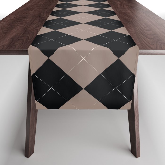 Black and Brown Argyle checks pattern. Digital Painting Illustration Background Table Runner