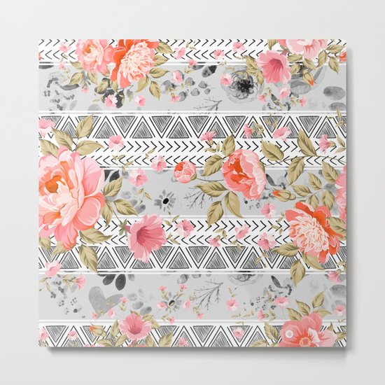 Pattern flowers with triangular shapes Metal Print