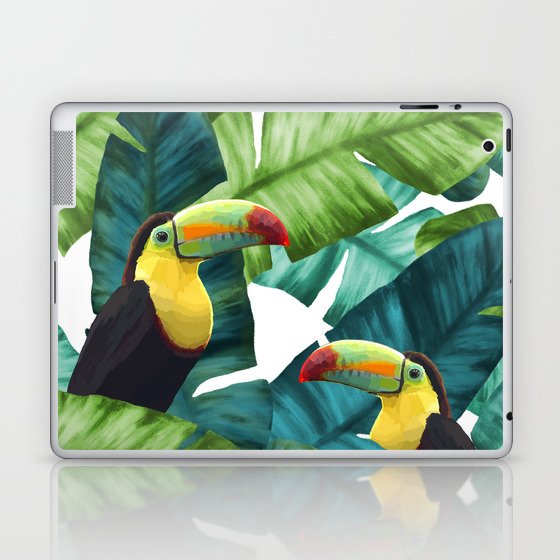 Toucans Tropical Banana Leaves Pattern Laptop & iPad Skin