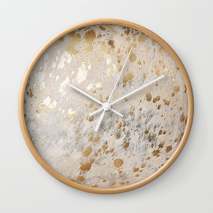 Gold cowhide Metallic Wall Clock by KOOVOX Society6