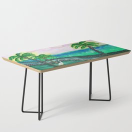 Tropical Ocean View with Egret Coffee Table