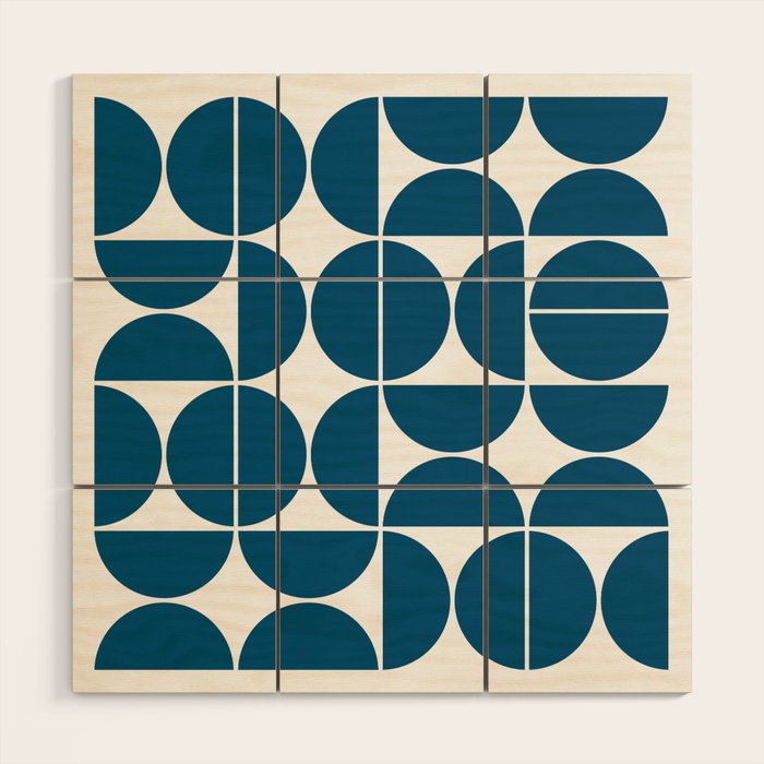 Mid Century Modern Geometric 04 Blue Art Print by The Old Art