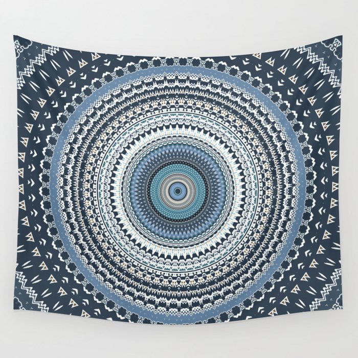 Blue Turquoise Mandala Wall Tapestry