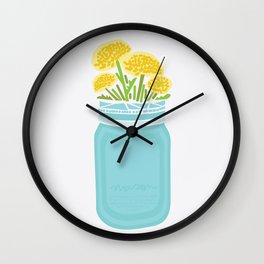 Geometric Mason Jar with Flowers Wall Clock