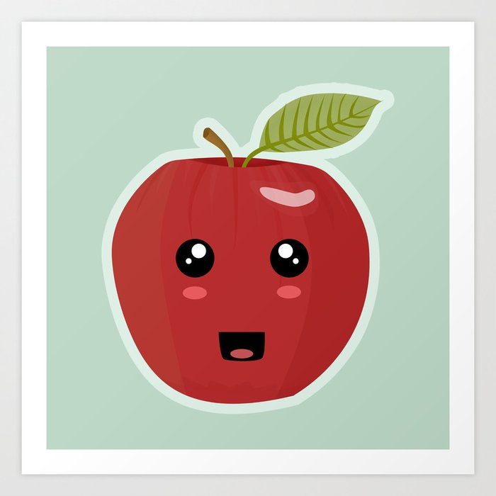 kawaii apple art print