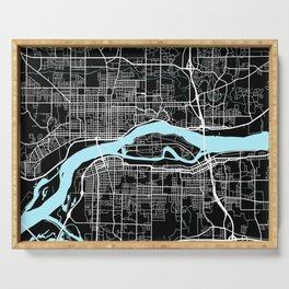 Quad Cities Map - Black Serving Tray