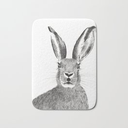 'The March Hare' stippling drawing Bath Mat | Cute, Stipplinganimal, Bunny, Dots, Nature, Drawing, Rabbit, Stippling, Easter, Inkdrawing 