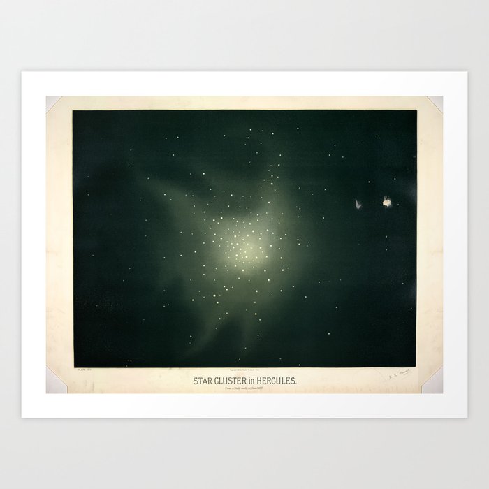 Star clusters in Hercules by Étienne Léopold Trouvelot (1877) Art Print