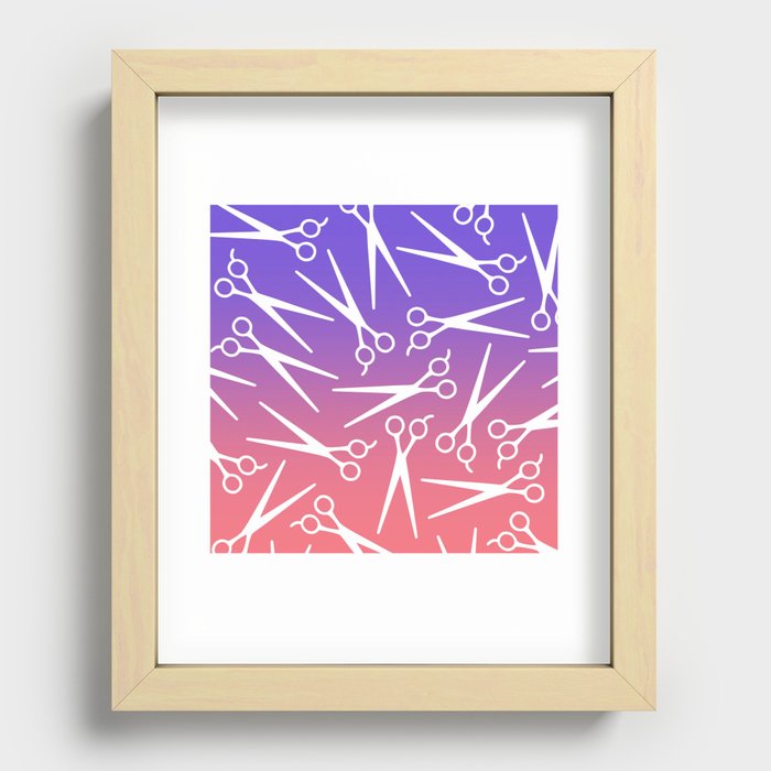 Gradient and magical line drawing scissors pattern 6 Recessed Framed Print