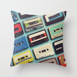 Cassette tape aerial view vintage style collection Throw Pillow