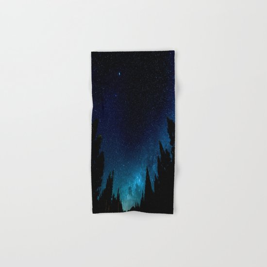 Black Trees Turquoise Milky Way Stars Hand & Bath Towel