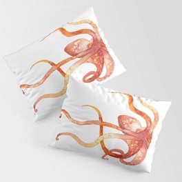 Watercolour Octopus - Red and Orange Pillow Sham