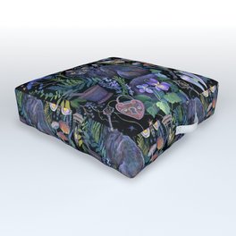 Witch Potion Garden Outdoor Floor Cushion | Curated, Key, Mystical, Cat, Witchcraft, Spell, Moth, Magic, Dark, Flower 