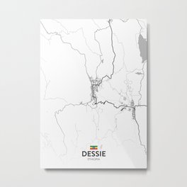 Dessie, Ethiopia - Light City Map Metal Print