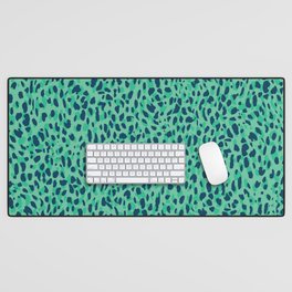 Green Cheetah skin spots. Animal print  pattern design. Digital Painting Illustration Background Desk Mat
