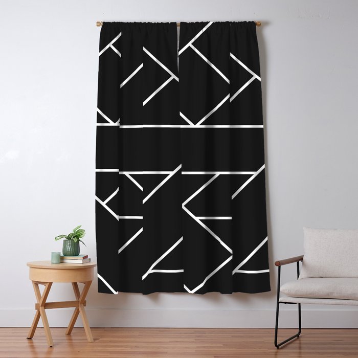 Charcoal Black And White Geometric Abstract Paths And Lines