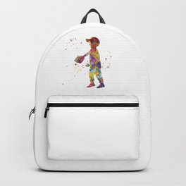 Boy plays baseball in watercolor Backpack