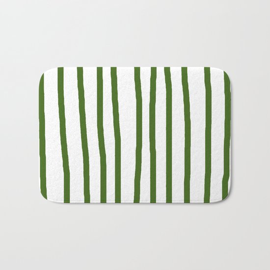 Simply Drawn Vertical Stripes in Jungle Green Bath Mat