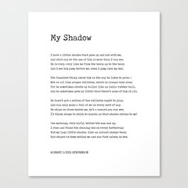 My Shadow - Robert Louis Stevenson Poem - Literature - Typewriter Print 1 Canvas Print