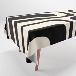 Palm Springs - Midcentury Modern Abstract Pattern in Black and Almond Cream  Tablecloth