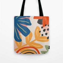 Flower Market Madrid, Abstract Retro Floral Print Tote Bag