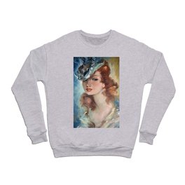 Belle Jeune Femme à Paris, female portrait painting Crewneck Sweatshirt