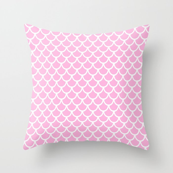 Scales (White & Pink Pattern) Throw Pillow