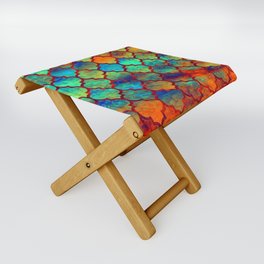 Moroccan pattern colorful mermaid scale tiles Folding Stool