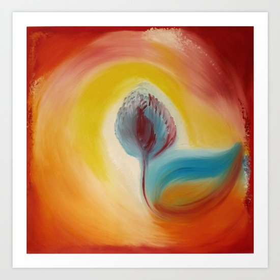 Fairyflower Original Oil Finger Painting By Monika Toth Art Print