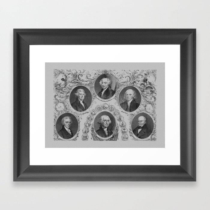 First Six Presidents of The United States of America Framed Art Print