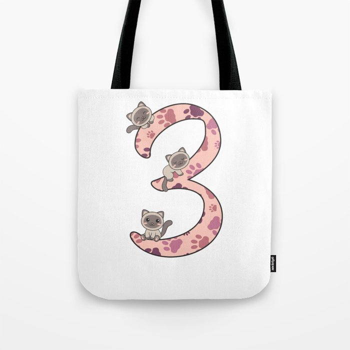 Siamese Cat Third Birthday For Kids Cats Tote Bag