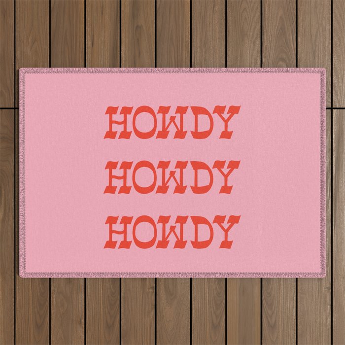Howdy Howdy!  Pink and Red Outdoor Rug
