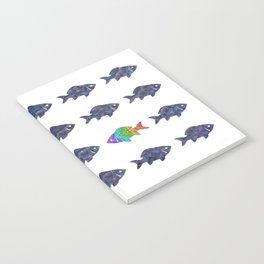 Colorful Inspirational Fish Art - Be Yourself Notebook