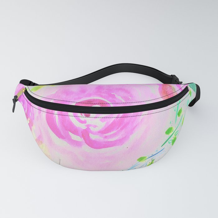 Watercolor Pink Flowers Fanny Pack