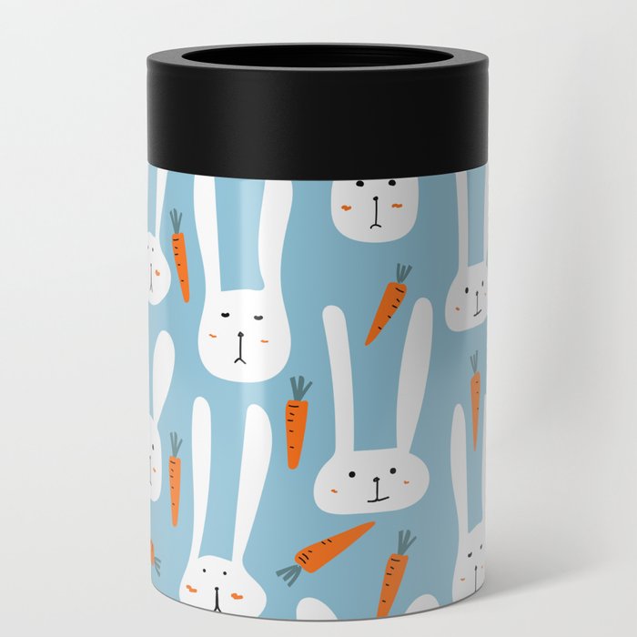 Bunnies & Carrots - Blue Can Cooler