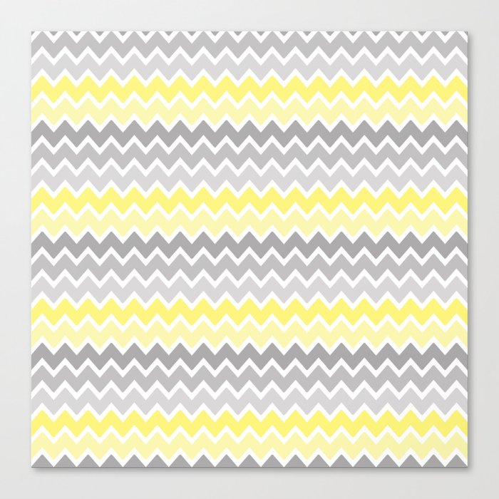 Grey Gray Yellow Ombre Chevron Canvas Print