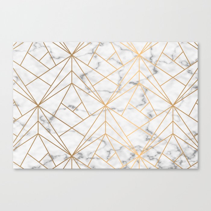 Gold Geometric Pattern On Marble Canvas Print By Esmclennon Society6