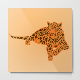 Jaguar - Orange Metal Print