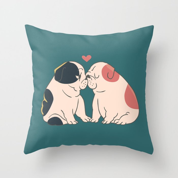 English Bulldog Kisses Throw Pillow